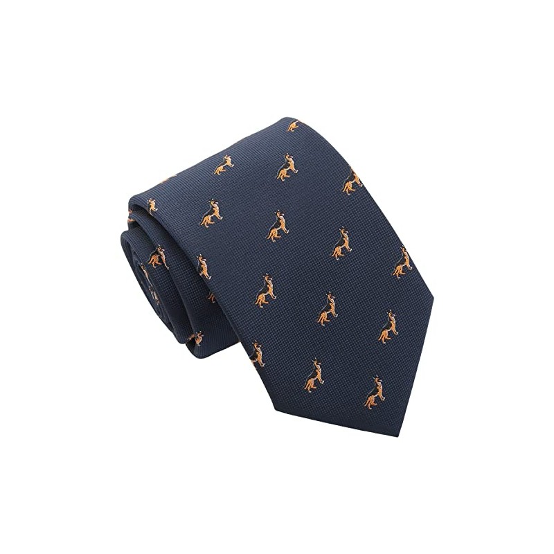 DQT Men's Embroidered Dog Print Novelty Classic Tie - Navy