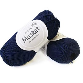100% Cotton Yarn for Knitting and Crocheting, 3 or Light DK Worsted Weight, Drops Nutmeg, 51g, 109 yards per ball (13 Navy)