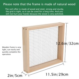 Soil Sifter for Gardening, Light Wood Garden Sifter for Rocks, Multi-Purpose Wood Compost Dirt Sifter for Gardening, Compost, Dirt and Potting Soil