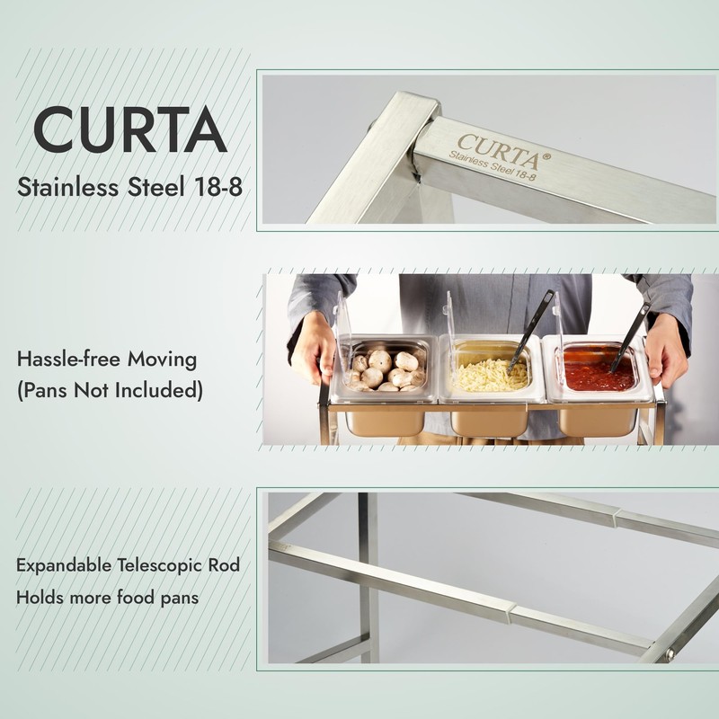 CURTA 1-Tier Inclined Organizer Shelf, 18-8 Stainless Steel, Hotel Pan