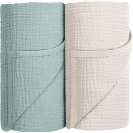 Susurration Baby Swaddling Cloth Muslin Blanket 100% Cotton Thin Breathable Baby Swaddle Blanket Cloths for Boys and Girls Pack of 2 100 x 100 cm (Light Green)