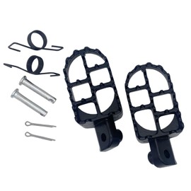 MSMint Yamaha Foot Pegs Foot Step Wide Step Racing Pegs Compatible PW50 PW80 TTR90 TW200 TW225 Aluminum (Black/Black)