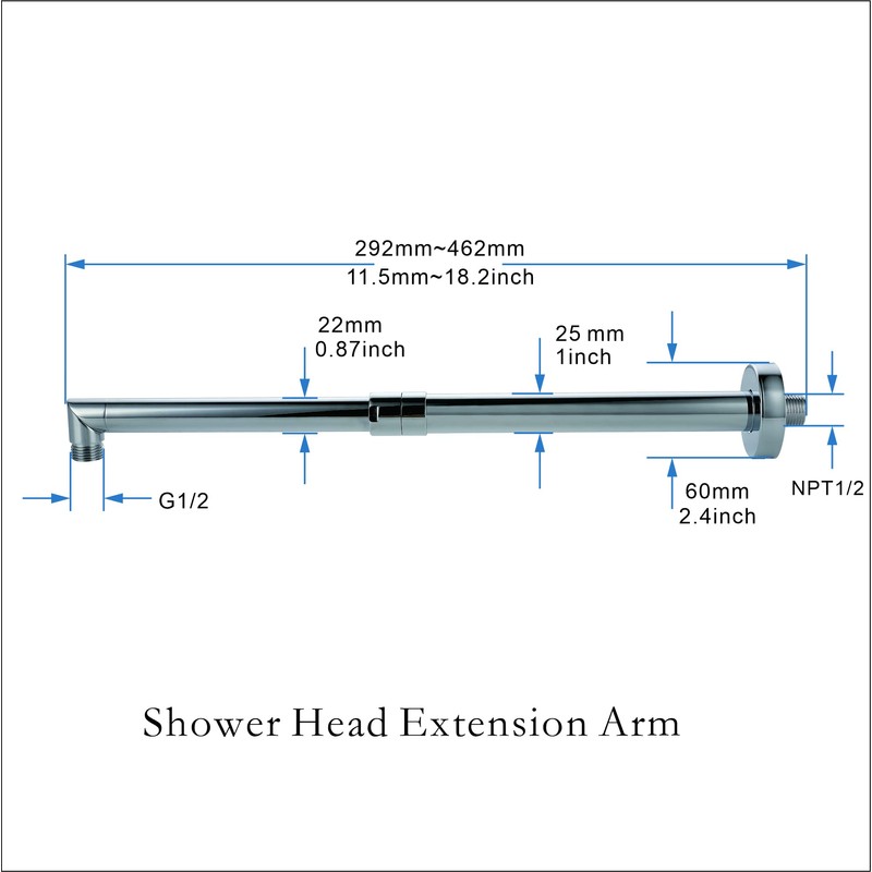 Bropury adjustable L-Shaped 11.5-18Inch Shower Head Extension Arma and conversion