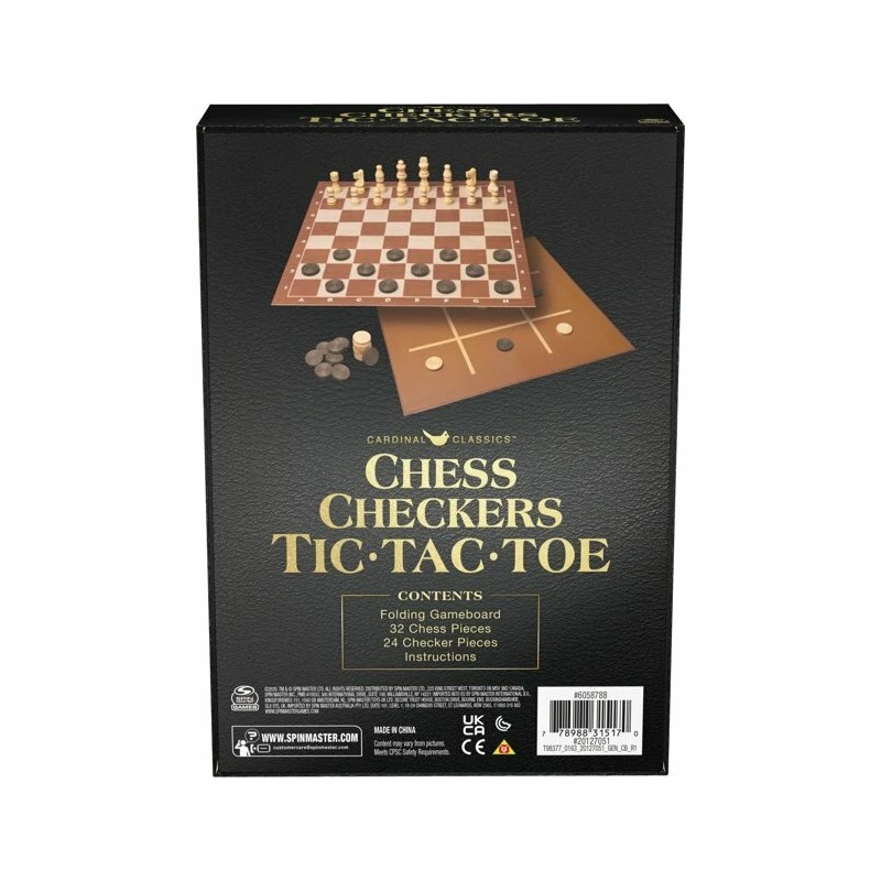 Cardinal Chess, Checkers & Tic Tac Toe One Size Brown