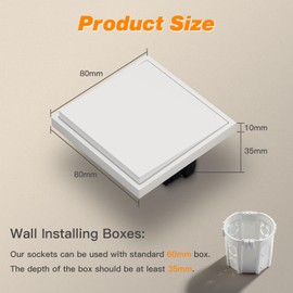 MVAVA Flush-Mounted Single 1-Way Toggle Switch 80 mm x 80 mm Wall Switch White