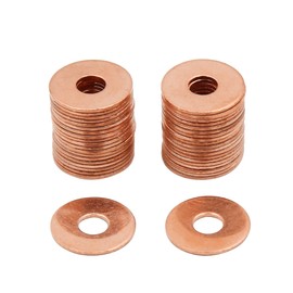 sourcing map Copper Washers Flat Sealing Rings 6 mm Inner Diameter Pack of 40