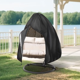 Waterproof Egg Chair Cover for 2 Seater | Heavy-Duty Oxford Fabric Outdoor Furniture Protector | UV Resistant, Windproof Patio Chair Cover with Zipper Access | Universal Fit 79x91 Inch