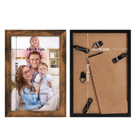 Giftgarden Brown Picture Frame 10 x 15 cm - Rustic Plastic Photo Frame for 15 x 10 Photos and Pictures, Wall or Table Stand - Single Frame