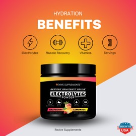 Revive Supplements Advanced Electrolytes Powder Ultimate Hydration with Essential Minerals & BCAAs | Zero Sugar | Boost Energy, Recovery & Performance | Keto Friendly– 30 Servings