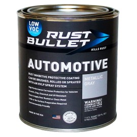 RUST BULLET Automotive Low VOC - Rust Preventive Protective Coating UV Resistant - No Topcoat Needed - Metallic Gray, Quart