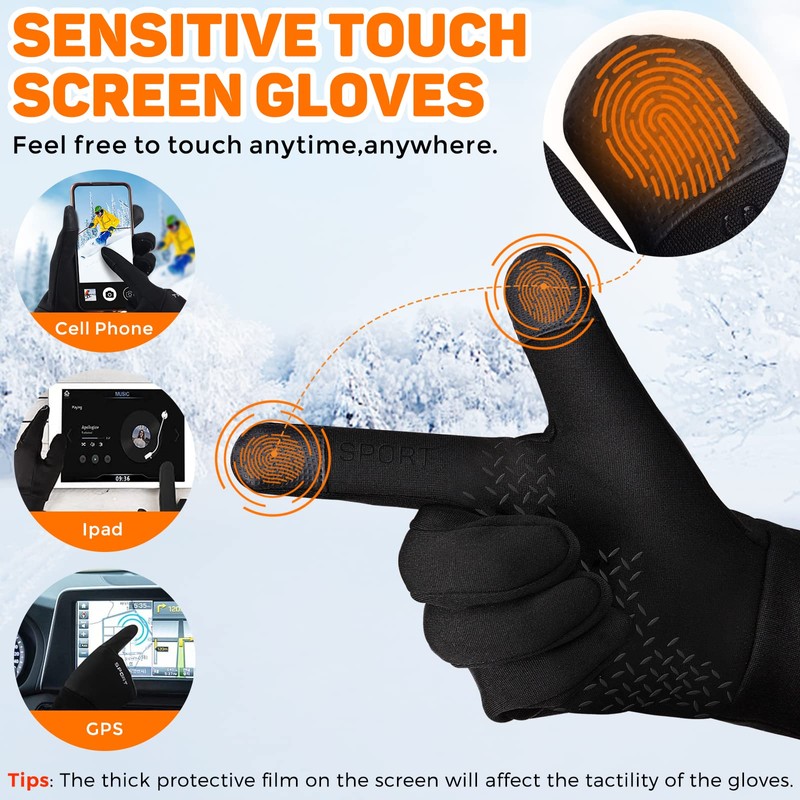 AURUZA Men's Cycling Gloves with 5 Finger Touch Screen, 8