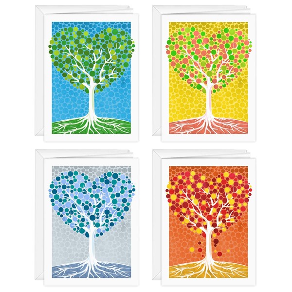 Seasons Of Love Notecard Assortment / 24 Pack Of 4 5/8" x 6 1/4" Greeting Cards With White Envelopes/Four Seasonal Designs Blank Inside