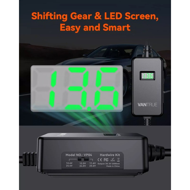 Vantrue OBD Hardwiring Cable for USB-C Dashcams with LCD Screen