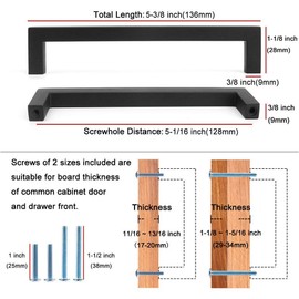 KOOFIZO Solid Square Bar Cabinet Handle - Oil Rubbed Bronze Furniture Pull, 5 Inch/128mm Screwhole Distance, Pack of 5 for Kitchen Cupboard Door, Bedroom Dresser Drawer, Bathroom Wardrobe Hardware