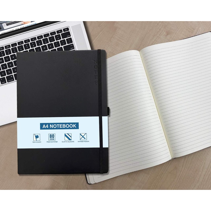 A4 Notebook Hardback Ruled Notepad Notes Lined Journal Diary with