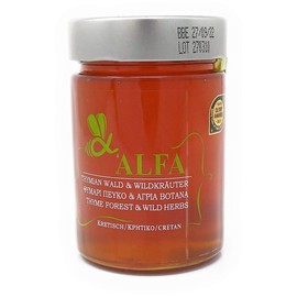 Alfa Honey – 100% Pure Raw Cretan Thyme Honey | Award-Winning | Unfiltered & Unprocessed | From the Mountains of Crete | 450 gram glass jar