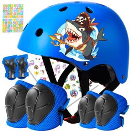 BiutiMama Toddler Kids Bike Helmet Set for Boys Girls Color Gradient Adjustable Skateboard Helmet Protective Gear Set Knee Elbow Wrist Pads for Bike, Roller, Scooter, Cycling, Balance and More Sports