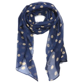 TRIXES Ladies Polka Dot Navy Blue Scarf - 1950's Retro Fashion Accessory - Lightweight Neck Head Wrap