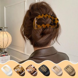 Meriviva 6 PCS Flat Hair Clips for Women, Curved Design Flat Claw Clip Strong Hold Hair Clips for Thin and Thick Hair, Hair Accessories for Women