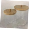 VILLFUL Cotton Swab Holder Bamboo Lids Acrylic Round Swab Holder