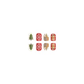 Christmas Press on Nails Short Square Winter Fake Nails Matte Full Cover Gingerbread False Nails with Snowflake Designs Candy Cane Glue on Nails Cute Acrylic Nails Artificial Nails for Women Girls