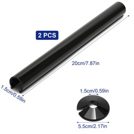 Radiator Pipe Covers and Collars 15mm x 200mm Black, 2 Covers and 6 Collars Durable Plastic for Home Finishing, Easy to Install and Pipe Protection