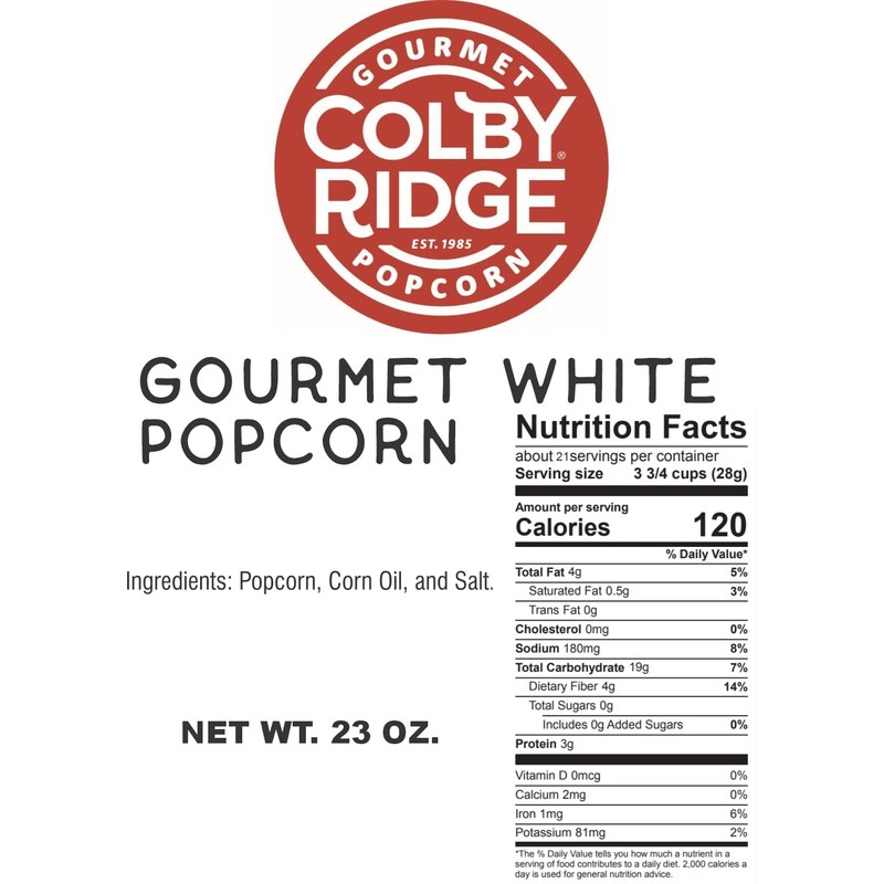 Colby Ridge Gourmet Craft Popped Gluten Free Popcorn Bulk Sized