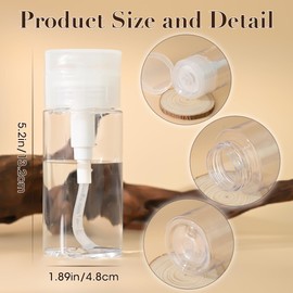 ETTSNU 3 Pack Push Down Pump Dispenser,Clear Push Top Empty Bottles with DIY Stickers for Alcohol,Nail Polish,Makeup Remover,Toner (150ml-2pcs)