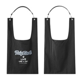 TOBY BLACK Live Like A Cat LOGO BAG with Detachable Genuine Leather Strap – Tote Bag for Shopping, Dining Out, and Everyday Style