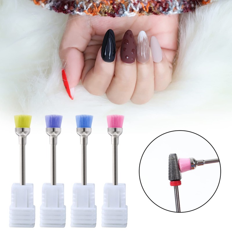 NMKL38 4PCS Nail Drill Bit Set Cleaning Brushes Professional Nail