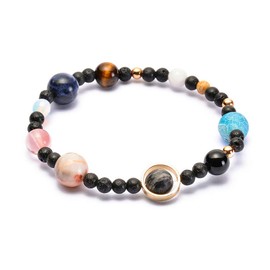 Solar System Bracelet the Eight Planets Guardian Star Earth Space Universe Galaxy Gemstone Beads Bracelet