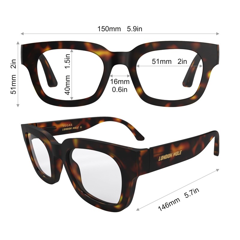 LONDON MOLE® Vegas Fashion Glasses | Zero's with Clear Lenses