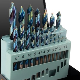 19 Piece Cobalt Stepped Point Drill Bit Set, CLEVEROOL HSS Turbo lmpact Step Drill Bit with Blue Oxide Finish for Stainless Steel Acrylic Iron Wood