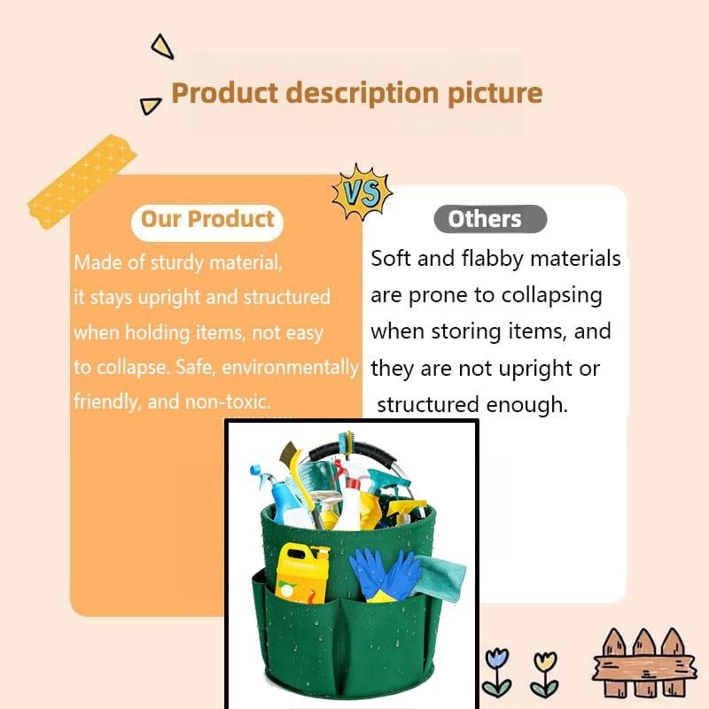 Cleaning Caddy with Handle,Cleaning Supplies 17L Foldable Storage Basket