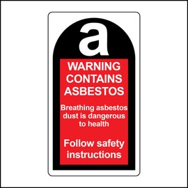 32 Warning Contains Asbestos 28MM x 50MM Safety Labels - (32 Pack)