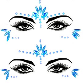 Mermaid Face Festival Jewellery Halloween Rhinestones Face Festival Tattoo Glitter Rhinestone Tattoos Party Rave Carnival Festival Decorations Blue