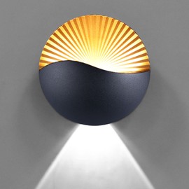 Kawell Modern Creative 12W LED Wall Sconce Waterproof LED Wall Light Indoor Outdoor Wall Lamp LED Sunrise Effect Art Deco for Bedroom Living Room Bathroom Cafe Lounge Corridor Stairs,Black 6000K