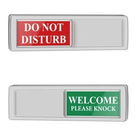 Privacy Door Sign - Do Not Disturb/Welcome Office Decor Sign with Clear Bold & Colored Text, Non-Scratch Magnetic Slider for Home Office Restroom Conference Hospital Hotel- Silver