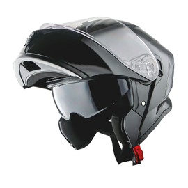 1Storm New Motorcycle Bike Modular Full Face Helmet Dual Visor Sun Shield with Rechargeable LED Tail Light: LED-X90 Glossy Black