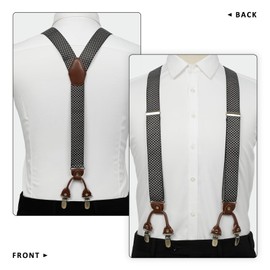 PAPA LEGGENDA Suspenders for Men with Strong Clips, 1.4 Inches Wide Heavy Duty Men's Suspenders Adjustable Y-Back for Work Jeans, Black and White Squares