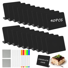 Pintuson 40 Pack Food Labels for Party Buffet - 4"x3" Mini Chalkboard Signs - Food Signs for Buffet - Catering Supplies Buffet Display for Food Display, Pastry Tags, Price Tags, Name Tags