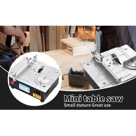 Mini Table Saw Small Precision Hobby Table Saw,Adjustable Cut Depth, 96W 7 Speed Adjustable Speed Power Supply, DIY Model Crafts Cutting Tool for PCB/Wood/Plastic Cutting