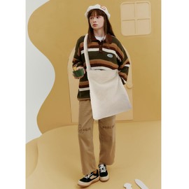 Kalidi Plush Handbag with Zip Cute Fluffy Crossbody Bag Women's Shoulder Bag for Plain Girls, White