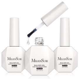 MelodySusie Hema Free Builder Nail Gel for Nails Thickening, 0.5 Fl Oz, Soak Off UV Extension Gel, Nail Art Design Salon DIY Manicure at Home for Women 3PCS