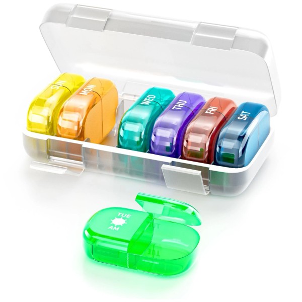 Jasezeo Pill Organizer 2 Times A Day, 7 Day Am