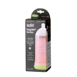 Adiri NxGen Stage 2 - Botella para bebé (flujo medio, 6-9 meses), color rosa