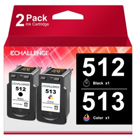 ECHALLENGE PG 512 CL 513 Remanufactured 512 513 Printer Cartridges 512 513 PG512 CL513 Compatible with Canon 512 513 Multipack PG-512 CL-513 for Pixma MP495 MP230 MP270 MX420 (Black, 2 Pack of