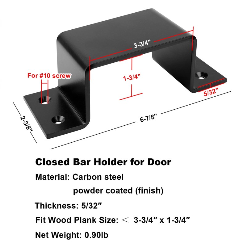 heneng 4 Pcs Black Closed Bar Holder for Door Barricade,