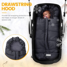 Orzbow Universal Footmuff for Stroller, Winter Warm Baby Stroller Bunting Bag, Waterproof Windproof Warm Polar Fleece Lined for Toddler Stroller Sleeping Bag, Black