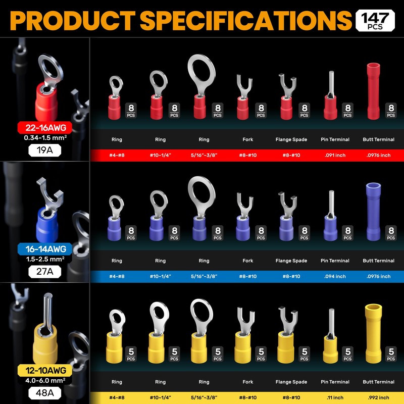 SOMELINE Wire Connectors Kit with Crimping Tool, 21 Types (UL